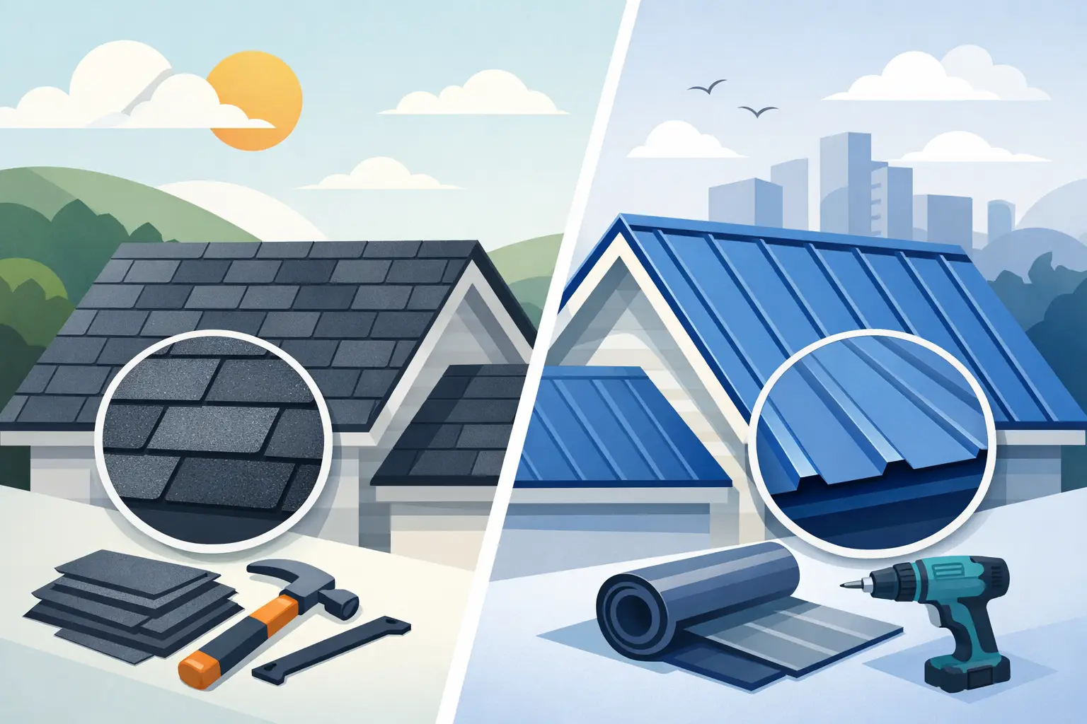 Asphalt Shingles Versus Metal Roofing Compared